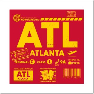 Vintage Atlanta ATL Airport Code Travel Day Retro Travel Tag Y Posters and Art